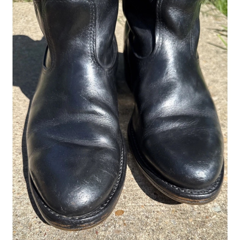 Vtg 70s RED WING Pecos Black Leather Western Work Boots Biker Men's 10.5D - Picture 9 of 10